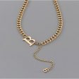 18K Gold-Plated  B  Cuban Chain Lariat Necklace Sale