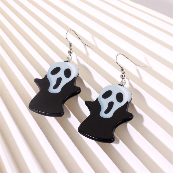 Black Acrylic & Silver-Plated Ghost Drop Earrings Sale