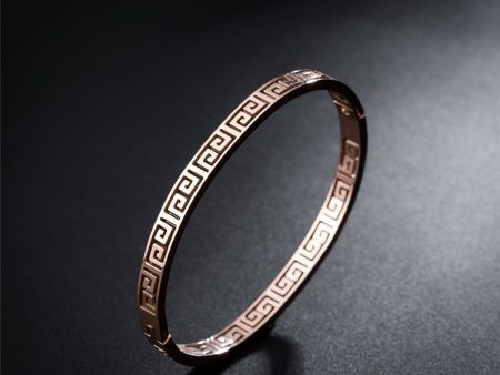 18K Rose Gold-Plated Great Wall Bangle For Sale