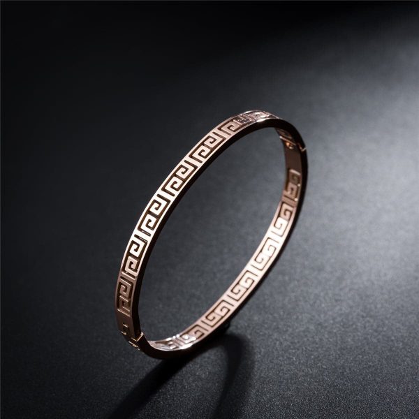 18K Rose Gold-Plated Great Wall Bangle For Sale