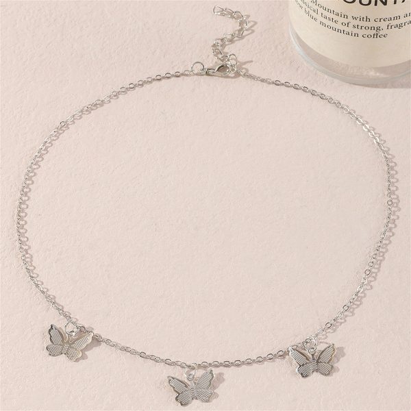 Silver-Plated Butterfly Station Necklace Online Hot Sale