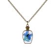 Blue & 18K Gold-Plated Pressed Gypsophila & Butterfly Vase Pendant Necklace Discount