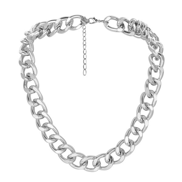 Silver-Plated Chunky Curb Chain Necklace Hot on Sale