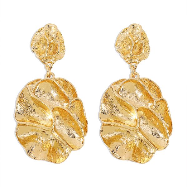 18K Gold-Plated Flower Blossom Drop Earrings on Sale