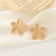 18K Gold-Plated Textured Flower Stud Earrings Fashion