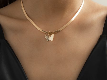 18K Gold-Plated Butterfly Snake Chain Choker Necklace Hot on Sale