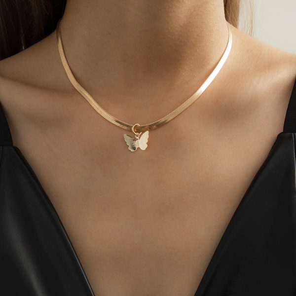 18K Gold-Plated Butterfly Snake Chain Choker Necklace Hot on Sale