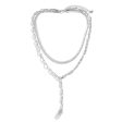 Silver-Plated Snake Chain Bead Drop Layered Necklace Cheap