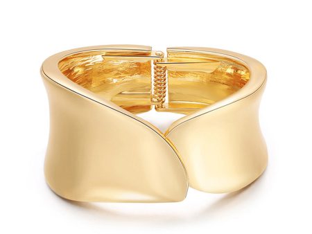 18K Gold-Plated Mismatching Leaf End Hinge Bangle Cheap