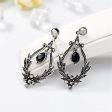 Black Crystal & Cubic Zirconia Botanical Teardrop Earrings on Sale