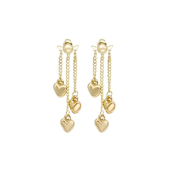 18K Gold-Plated Heart Tassel Drop Earrings For Cheap