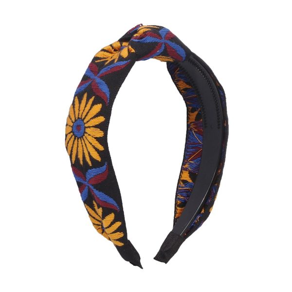 Black Sunflower Knot Hard Headband For Cheap