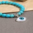 Turquoise & Silver-Plated Eye Charm Beaded Stretch Bracelet Online now