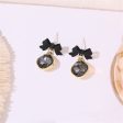 Black Crystal & 18K Gold-Plated Bow Diamond Drop Earrings Supply