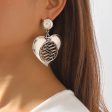 Silver-Plated Open Stripped Heart Drop Earrings Online