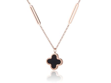 Black Acrylic & 18K Rose Gold-Plated Clover Pendant Necklace Online