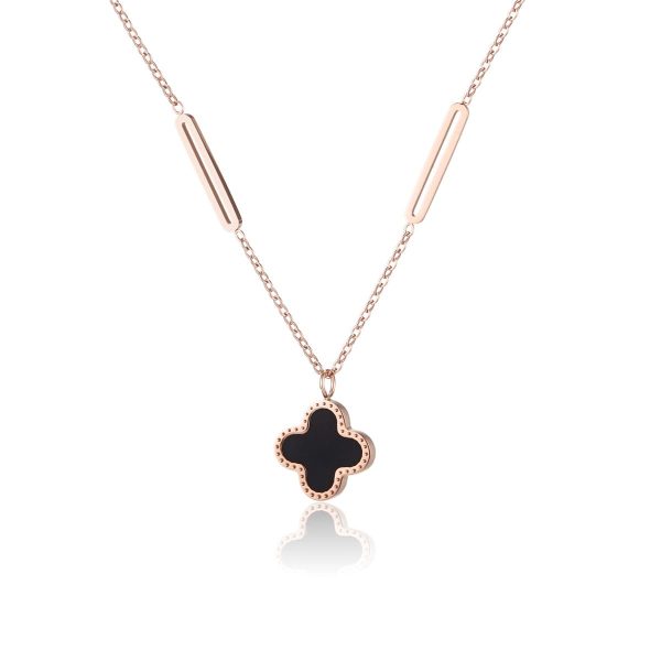 Black Acrylic & 18K Rose Gold-Plated Clover Pendant Necklace Online