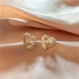 18K Gold-Plated & Cubic Zirconia Open Heart Stud Earring Hot on Sale