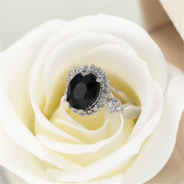 Black Crystal & Cubic Zirconia Oval-Cut Ring Online now