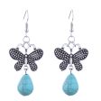 Turquoise & Silver-Plated Butterfly Drop Earrings Fashion