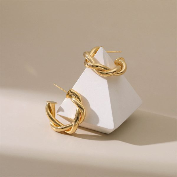 18K Gold-Plated Twine Huggie Earrings Sale