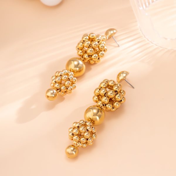 18K Gold-Plated Bead Cluster Drop Earrings Fashion