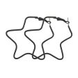 Black Enamel & Silver-Plated Star Hoop Earrings Supply