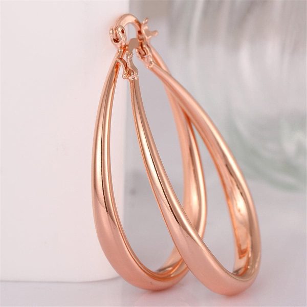 18K Rose Gold-Plated Ellipse Hoop Earrings For Discount