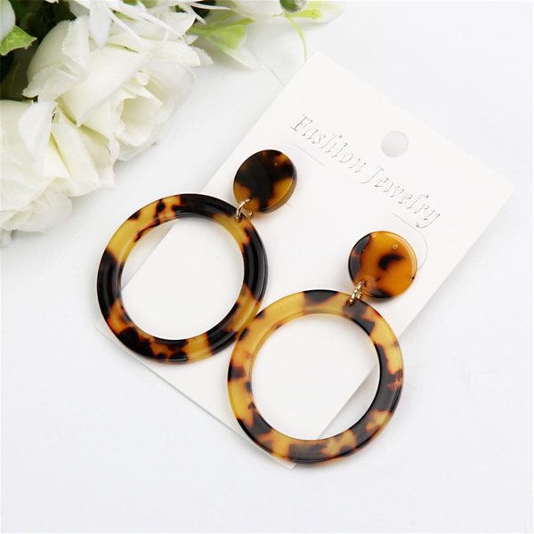 Tortoise Open Circle Drop Earrings Cheap