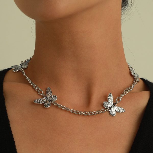 Silver-Plated Butterfly Cuban Chain Necklace Online