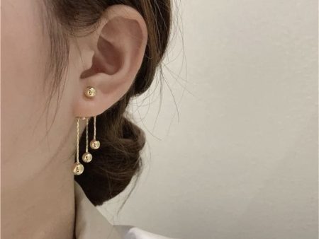 18K Gold-Plated Waterfall Ball Tassel Ear Jackets on Sale