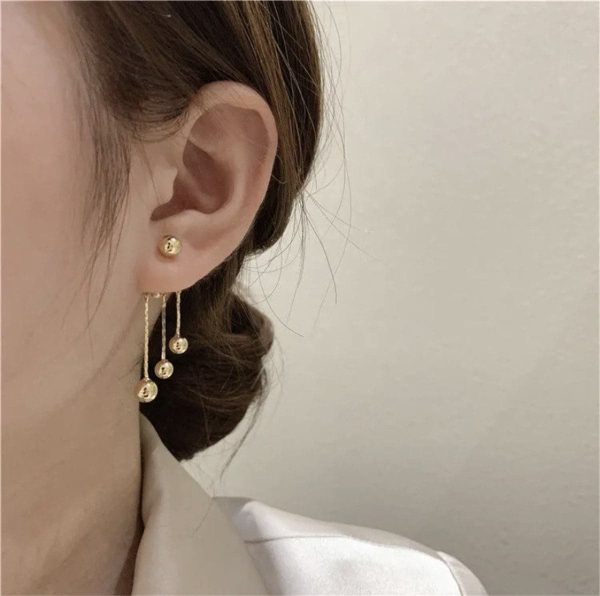 18K Gold-Plated Waterfall Ball Tassel Ear Jackets on Sale