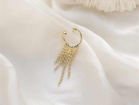 18K Gold-Plated Beaded Tassel Ear Cuff For Discount