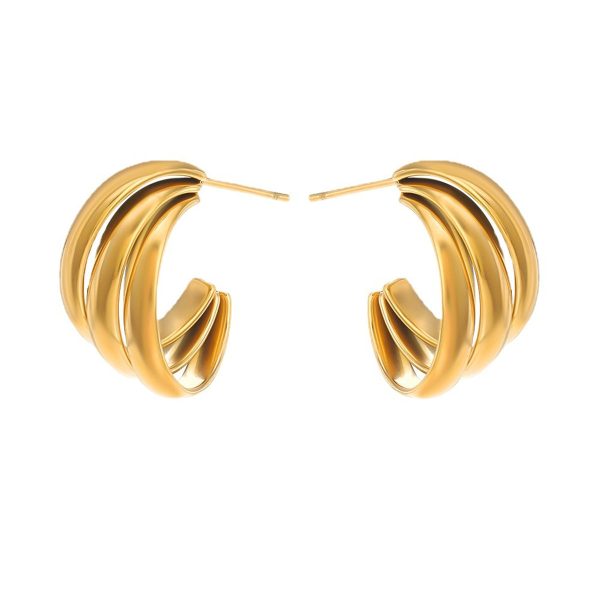 18K Gold-Plated Stacked Hoop Huggie Earrings on Sale