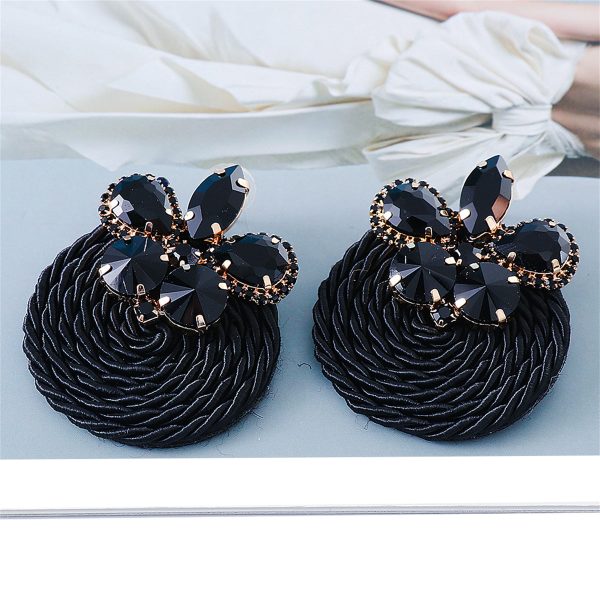 Black Crystal & Cubic Zirconia Butterfly Drop Earrings For Cheap