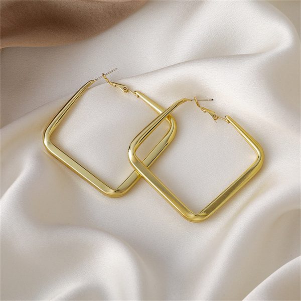 18K Gold-Plated Open Square Hoop Earrings Online