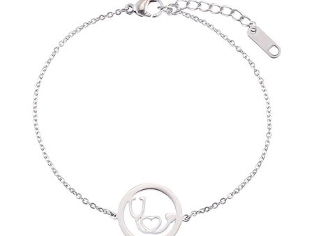 Silver-Plated Stethoscope Charm Bracelet Fashion