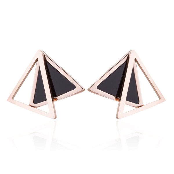 18K Rose Gold-Plated Double Triangle Stud Earrings Online Sale