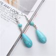 Turquoise & Silver-Plated Pear-Cut Drop Earrings Fashion