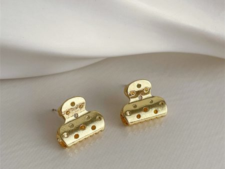 18K Gold-Plated File Clip Stud Earrings Fashion