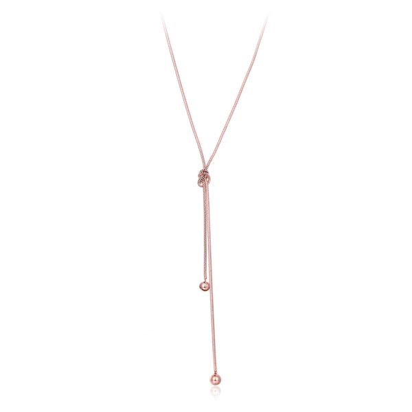 18K Rose Gold-Plated Knot Bead Lariat Necklace Online