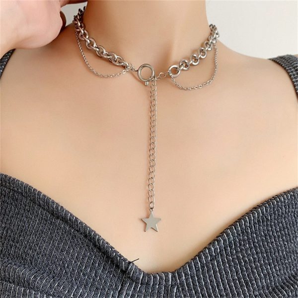 Silver-Plated Star Layered Lariat Necklace Online Sale