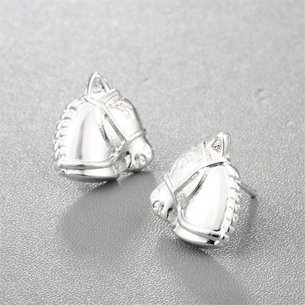 Silver-Plated Horse Head Stud Earrings Hot on Sale