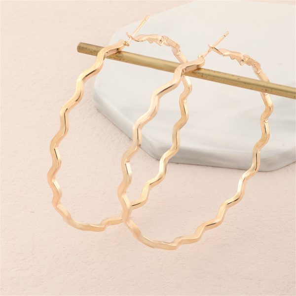 18K Gold-Plated Wavy Hoop Earrings Cheap