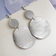 Silver-Plated Frosted Dual-Disk Drop Earrings Online Sale