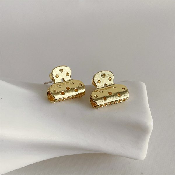 18K Gold-Plated File Clip Stud Earrings Fashion