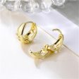 18K Gold-Plated Openwork Floral Circle Huggie Earrings Discount