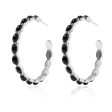 Black Resin & Silver-Plated Oval-Cut Hoop Earrings on Sale