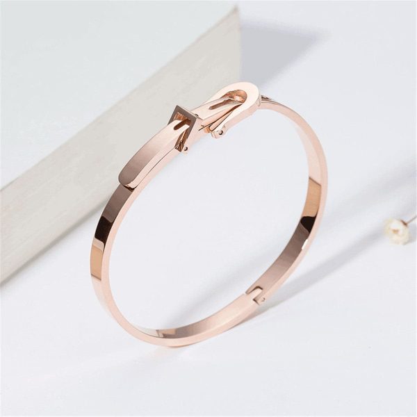 18K Rose Gold-Plated Belt Bangle Online now