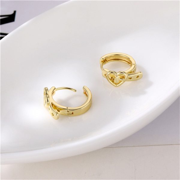 18K Gold-Plated Heart Belt Huggie Earrings Hot on Sale